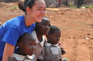 Rachel with three little friends