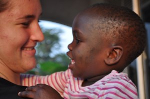Anna Lindus with one of the toddlers at the Children's Village.