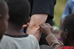 This is a weird pic to include, but the kids at our first game yesterday thought Dave's elbows were quite funny.