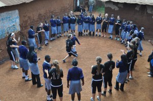 All the girls joined together for a dance/singing game.