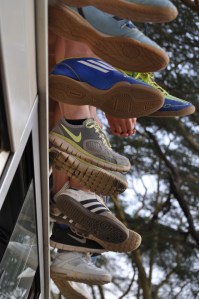 The girls climbed on top of the bus after we toured the "island."