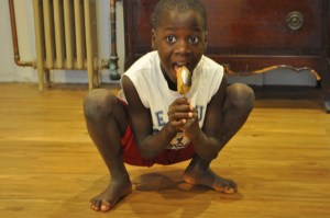 Yesterday Patrick squatted like this and asked, "Mom, can you do this?" Um, NO.