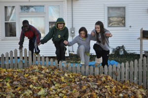 Jumping in leaves at Nana and Papa's house (my in-laws).