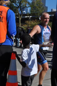Patrick giving out high fives.