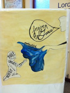 This is the art piece Meghan created for the church while Dave preached.