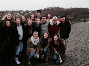The students on the "new" Stirling Bridge