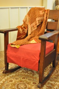 One of Hand and Cloth's beautiful blankets draped across a chair in my bedroom. They truly are lovely and would make great Christmas presents!